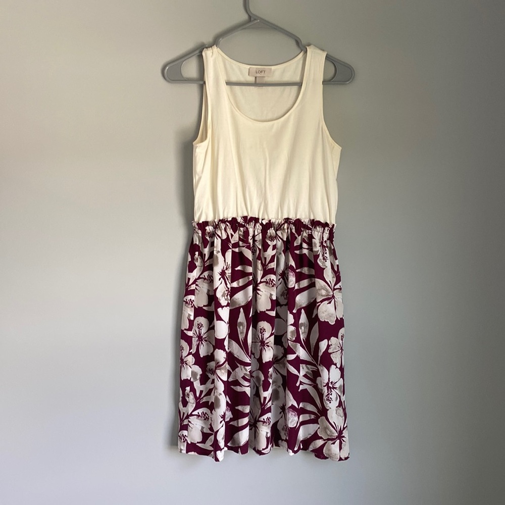 Loft Summer Dress with Cotton Top/Silk Flower Skirt